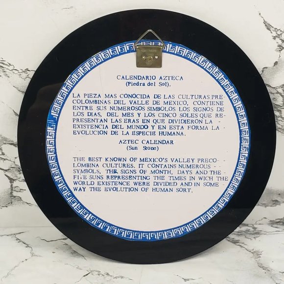 Mayan Calendar Small Enameled Metal Vintage - Picture 6 of 7